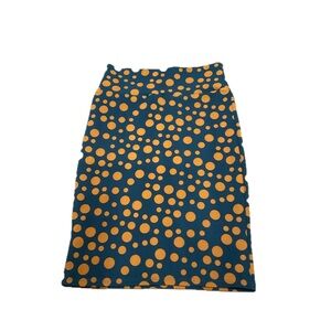 LuLaRoe Blue and Orange Polka Dot Cassie Pencil Skirt